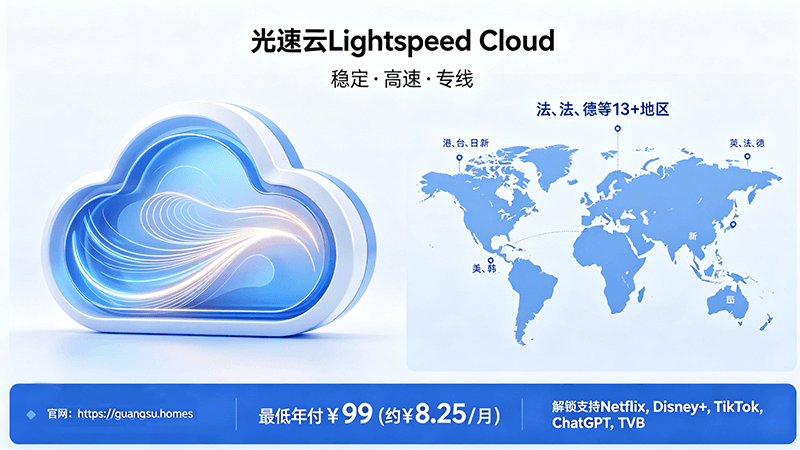 光速云(guangsu)测评:2Gbps+专线、流媒体解锁、8元/月起 光速云(guangsu)测评:2Gbps+专线、流媒体解锁、8元/月起